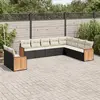 Image de vidaXL Salon de jardin 10 pcs avec coussins noir résine tressée