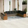Image de vidaXL Salon de jardin avec coussins 10 pcs gris résine tressée