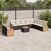 Image de vidaXL Salon de jardin 11 pcs avec coussins noir résine tressée