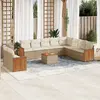 Image de vidaXL Salon de jardin 11 pcs avec coussins beige résine tressée