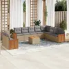 Image de vidaXL Salon de jardin 11 pcs avec coussins beige résine tressée
