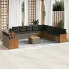 Image de vidaXL Salon de jardin avec coussins 12 pcs gris résine tressée