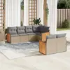 Image de vidaXL Salon de jardin avec coussins 7 pcs beige résine tressée