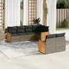 Image de vidaXL Salon de jardin avec coussins 7 pcs gris résine tressée