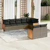 Image de vidaXL Salon de jardin 8 pcs avec coussins gris résine tressée