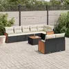 Image de vidaXL Salon de jardin 9 pcs avec coussins noir résine tressée