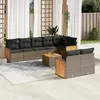 Image de vidaXL Salon de jardin 9 pcs avec coussins gris résine tressée