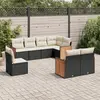 Image de vidaXL Salon de jardin 8 pcs avec coussins noir résine tressée