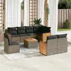 Image de vidaXL Salon de jardin 9 pcs avec coussins gris résine tressée