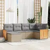 Image de vidaXL Salon de jardin avec coussins 6 pcs beige résine tressée