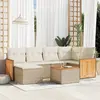 Image de vidaXL Salon de jardin avec coussins 7 pcs beige résine tressée
