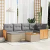 Image de vidaXL Salon de jardin avec coussins 7 pcs beige résine tressée