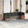 Image de vidaXL Salon de jardin avec coussins 7 pcs gris résine tressée