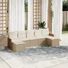 Image de vidaXL Salon de jardin avec coussins 7 pcs beige résine tressée