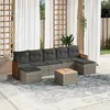 Image de vidaXL Salon de jardin 8 pcs avec coussins gris résine tressée