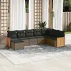 Image de vidaXL Salon de jardin 8 pcs avec coussins gris résine tressée