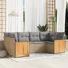 Image de vidaXL Salon de jardin avec coussins 6 pcs beige résine tressée