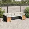 Image de vidaXL Salon de jardin 7 pcs avec coussins noir résine tressée