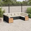 Image de vidaXL Salon de jardin 9 pcs avec coussins noir résine tressée