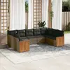 Image de vidaXL Salon de jardin 9 pcs avec coussins gris résine tressée