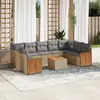 Image de vidaXL Salon de jardin avec coussins 10 pcs beige résine tressée