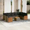 Image de vidaXL Salon de jardin avec coussins 10 pcs gris résine tressée