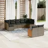 Image de vidaXL Salon de jardin 9 pcs avec coussins gris résine tressée