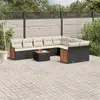 Image de vidaXL Salon de jardin 10 pcs avec coussins noir résine tressée