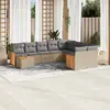 Image de vidaXL Salon de jardin avec coussins 10 pcs beige résine tressée