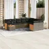 Image de vidaXL Salon de jardin avec coussins 10 pcs gris résine tressée