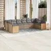 Image de vidaXL Salon de jardin avec coussins 10 pcs beige résine tressée