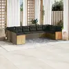 Image de vidaXL Salon de jardin avec coussins 10 pcs gris résine tressée