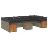 Image de vidaXL Salon de jardin 11 pcs avec coussins gris résine tressée