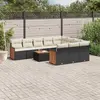 Image de vidaXL Salon de jardin 11 pcs avec coussins noir résine tressée