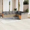Image de vidaXL Salon de jardin avec coussins 10 pcs beige résine tressée