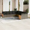 Image de vidaXL Salon de jardin avec coussins 10 pcs gris résine tressée
