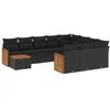 Image de vidaXL Salon de jardin 11 pcs avec coussins noir résine tressée