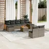 Image de vidaXL Salon de jardin avec coussins 10 pcs gris résine tressée