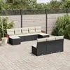 Image de vidaXL Salon de jardin 10 pcs avec coussins noir résine tressée