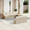 Image de vidaXL Salon de jardin avec coussins 10 pcs beige résine tressée