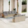 Image de vidaXL Salon de jardin avec coussins 10 pcs beige résine tressée
