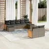 Image de vidaXL Salon de jardin 9 pcs avec coussins gris résine tressée
