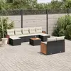 Image de vidaXL Salon de jardin 10 pcs avec coussins noir résine tressée