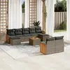Image de vidaXL Salon de jardin avec coussins 10 pcs gris résine tressée