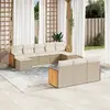 Image de vidaXL Salon de jardin avec coussins 10 pcs beige résine tressée