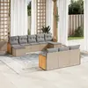 Image de vidaXL Salon de jardin avec coussins 10 pcs beige résine tressée