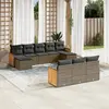 Image de vidaXL Salon de jardin avec coussins 10 pcs gris résine tressée