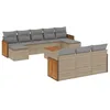 Image de vidaXL Salon de jardin 11 pcs avec coussins beige résine tressée