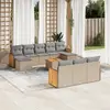 Image de vidaXL Salon de jardin 11 pcs avec coussins beige résine tressée