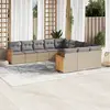 Image de vidaXL Salon de jardin 11 pcs avec coussins beige résine tressée